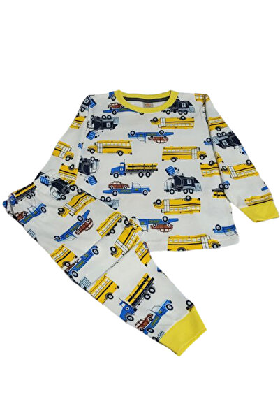 elmas kids Araba Otobüs Kamyon Desenli Pamuklu Pijama Takımı