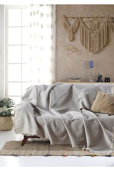 Kubalhome Bella Gray Organic Cotton Buldan Armchair Cover 170 X 220 Cm Armchair Sofa Sofa Bed Armchair Cover Shawl