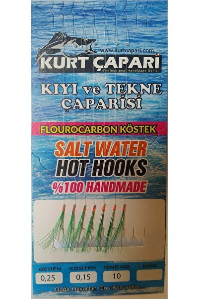 Avcı Market Kurt Çapari 10 Numara 7 İğneli Koyu Yeşil Simli 0.25 Beden 0.15 Kısa Köstek