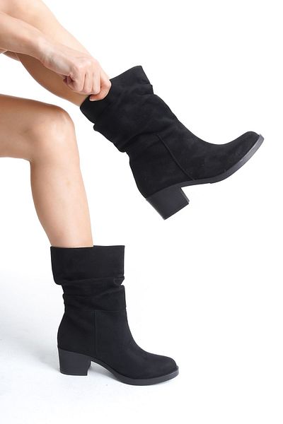 MODA MHS ЕКСКЛУЗИВНИ ДАМСКИ ЧЕРНИ БОТУШИ BELLOWS