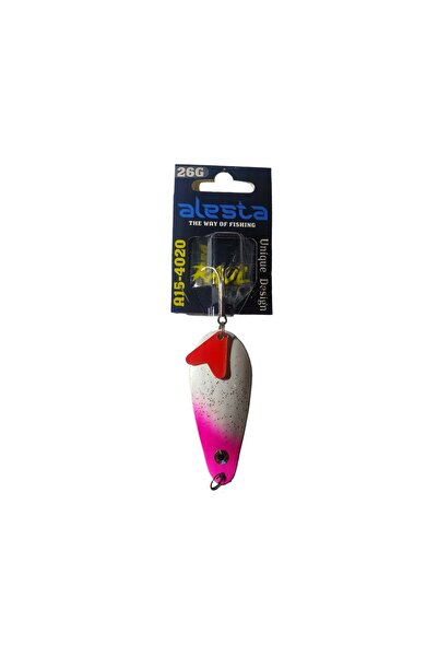 Alesta Raul 4020-PH1 26gr Pembe Kafa Beyaz Simli Turna Metal Kaşık Sahte Yem