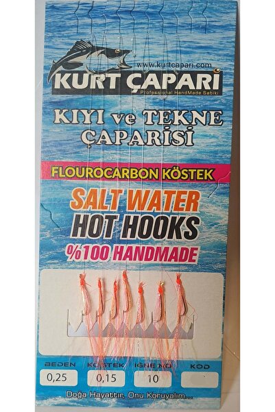 Avcı Market Kurt Çapari 10 Numara 7 İğneli UV Turuncu Simli 0.25 Beden 0.15 K...