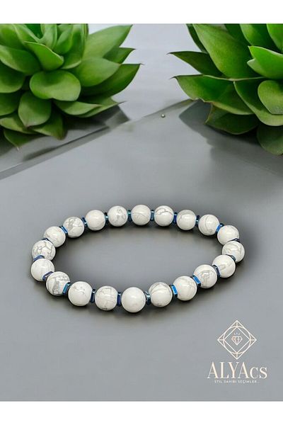 alyacs Natural Howlite Stone Bracelet