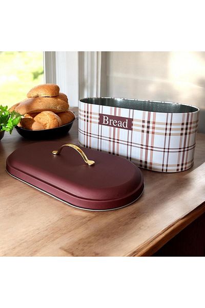 UCR HOME New Plaid Pattern Premium Metal Bread Bowl