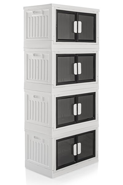 Tugomer 4-Piece Multi-Purpose Bathroom Cabinet with Wheels Stackable Folding Bathroom Organizer Cabinet Towel Holder