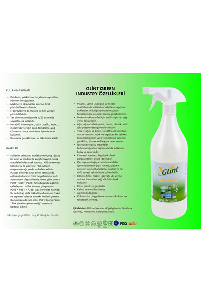 GLİNT Green Industry 12 X 1 Lt Çok Amaçlı %100 Bitkisel Mutfak Ocak Ağır Yağ Kir Temizleyici Sprey