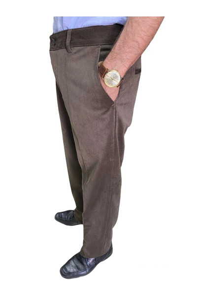 DostumGiyim Erkek Klasik Kesim Içi Polarlı Kalın Kışlık Kahverengi 1.Sınıf A Kalite Rahat Beden Baba Kadife