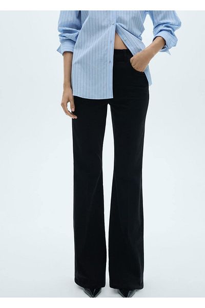 MANGO Woman Corduroy Flare Jean Trousers