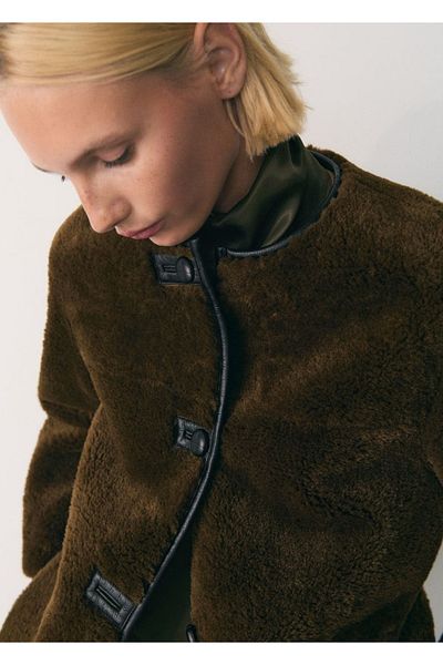 MANGO Woman Appliqued Fur Look Coat