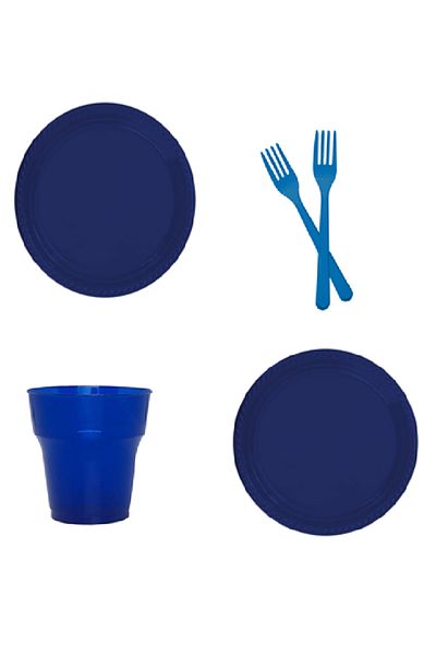Kikajoy Σετ ποτηριών Navy Blue Plastic Plate 24 τεμαχίων