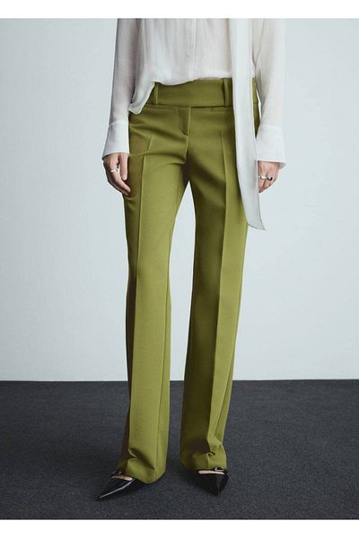 MANGO Woman Pantaloni evazați cu talie joasă