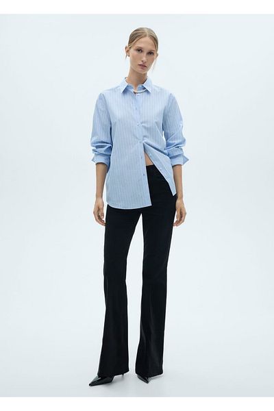 MANGO Woman Corduroy Flare Jean Trousers