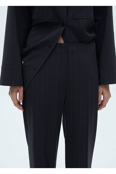 MANGO Woman Straight-Cut Chalk Striped Trousers