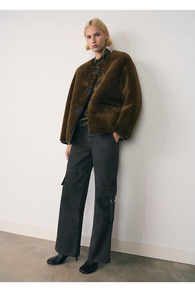 MANGO Woman Appliqued Fur Look Coat