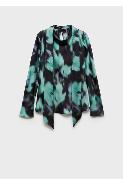 MANGO Woman Detailní blůza se vzorovanou kravatou