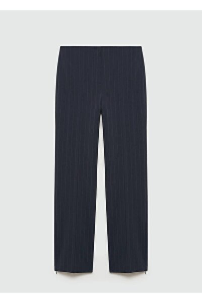 MANGO Woman Düz kesimli tebeşir çizgili pantolon