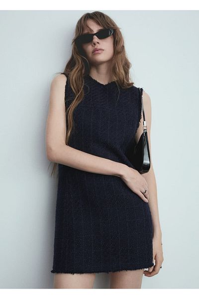 MANGO Woman Κοντό τουίντ φόρεμα