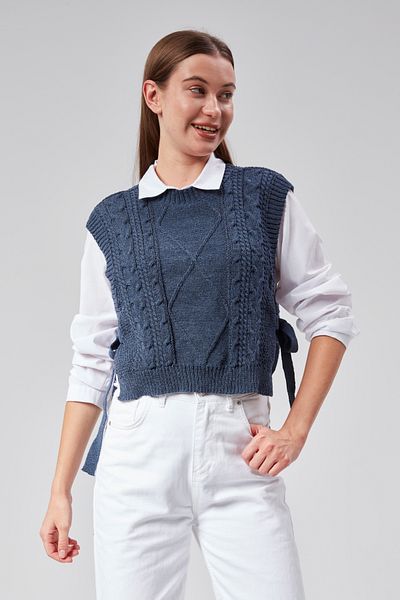 MA ananas Side Tie Hair Braid Sweater