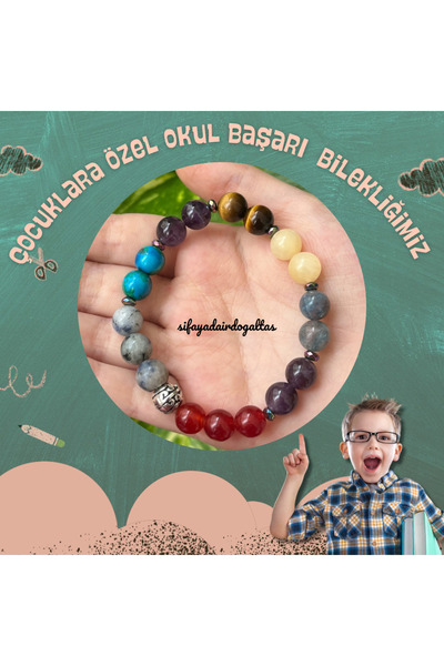 Sertifikalı Doğal Taş Okul Başarı Bilekliği 7 Yaş-9 Yaş ( Bilek Ölçülerinizi Bize Bildirebilirsiniz)