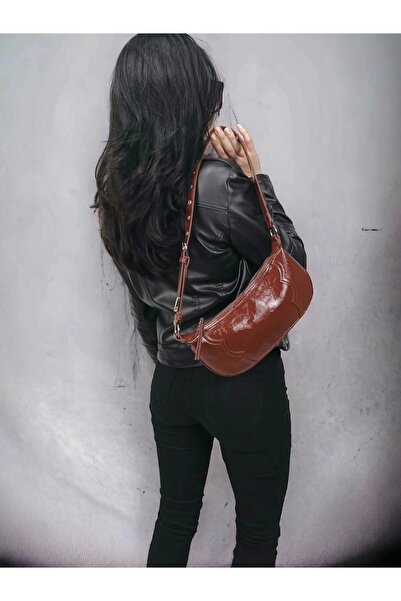 Glemix Geantă de umăr pentru femei Lisa Burgundy din piele lacuită