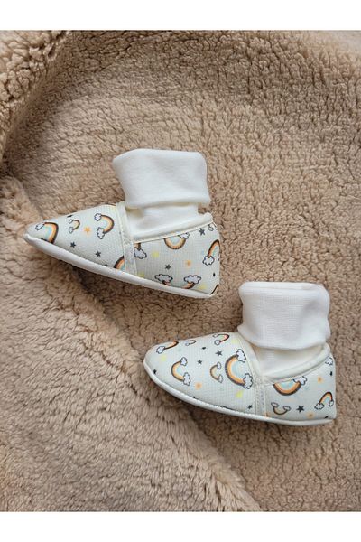 Funny Baby Winter Breathable Rainbow Patterned Ergonomic Base Baby Girl Slippers