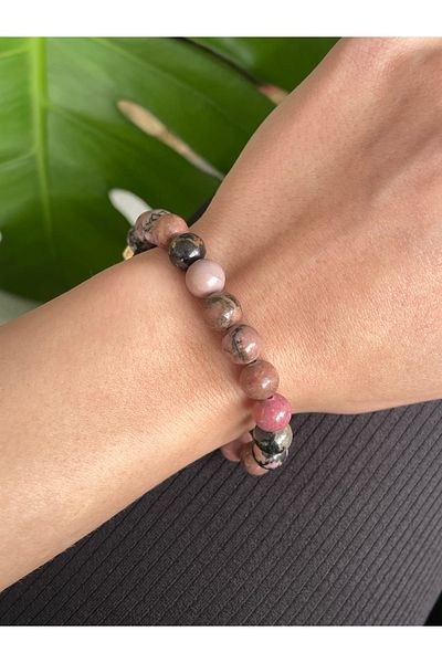Crystalclem Rhodanite 8mm Natural Stone Bracelet - Heart Chakra
