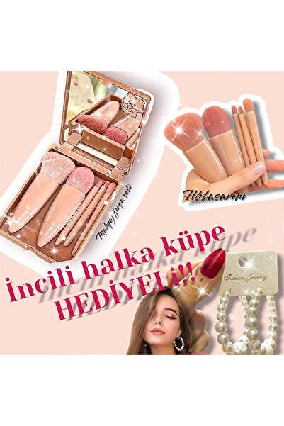 hbtasarim Преносим комплект четки за грим с огледален ефект от 5 части, профе...