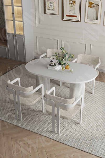 AVVİO Pruva Bohem Ayak 4'lü Tokyo Metal Demonte Sandalye 80x140 Masa Sandalye...