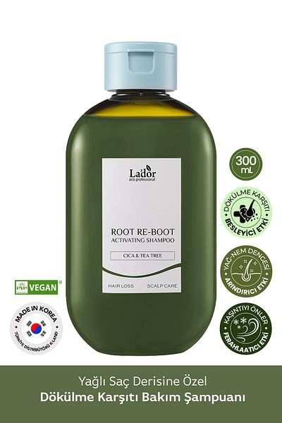 Lador Hair Care Shampoo - Anti-Hair Loss and Anti-Greasy Root Re-Boot Cica Tea Tree