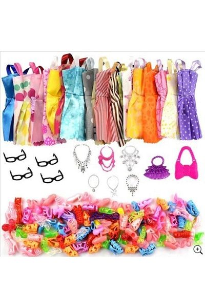 Legoedly Accessory Clothes Shoes Set for Barbi Dolls Compatible with Frozen-Barbie- Cindy 32 Pieces