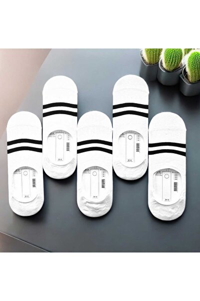 Butik ERKEK BEYAZ BABET ÇORAP SLİKONLU DİKİŞSİZ 5'Lİ