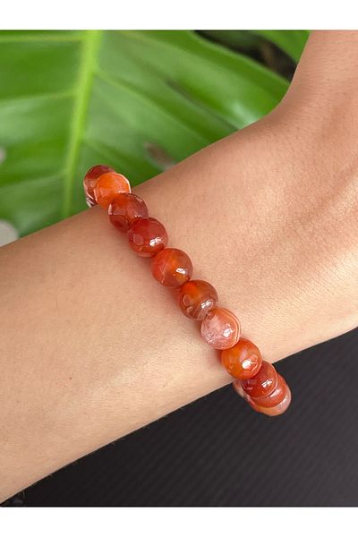 Crystalclem 8mm Red Natural Stone Bracelet - Stem Chakra