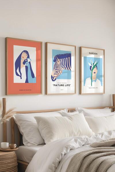 Postifull Set de pictură cu rame, 3 bucăți de rame din lemn și set de postere...