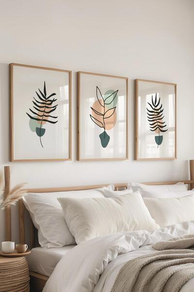 Postifull Set de picturi cu rame, 3 bucăți de rame din lemn și set de postere...