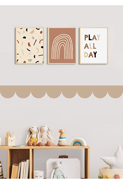 WALLHUMAN Bohem Tarz Dekoratif Dalgalı Duvar Şeridi ( 12x95cm 3 Adet)