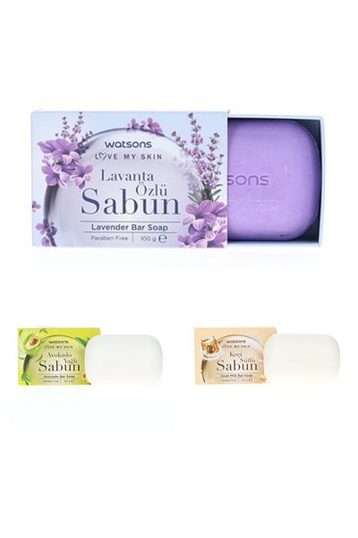 Watsons Set of 3 Lavender Extract - Goat Milk - Avocado Oil Bar Soap Solid Soap