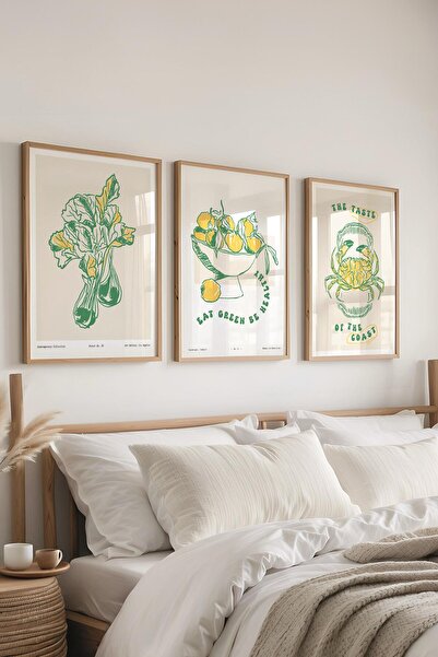 Postifull Set de picturi cu rame, 3 bucăți de rame din lemn și set de postere...