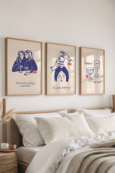 Postifull Set de picturi cu rame, 3 bucăți de rame din lemn și set de postere...