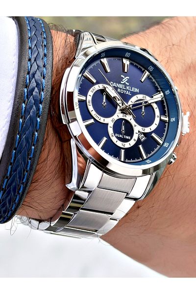 Daniel Klein Silver Color Men's Wristwatch with Bracelet Gift