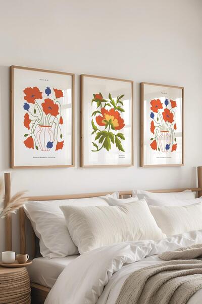 Postifull Set de picturi cu rame, 3 bucăți de rame din lemn și set de postere...