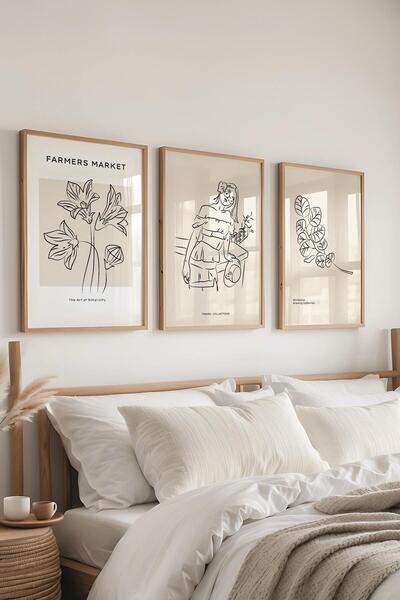 Postifull Set de pictură cu cadru, 3 bucăți de cadru din lemn și set de poste...