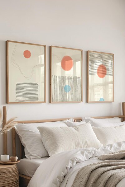 Postifull Set uokvirenih slika, 3 komada drvenih okvira i set plakata sa geom...