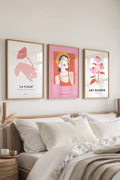 Postifull Set de pictură cu rame, 3 bucăți de rame din lemn și set de postere...