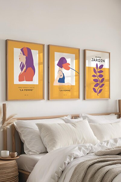 Postifull Set de pictură cu rame, 3 bucăți de rame din lemn și set de postere...