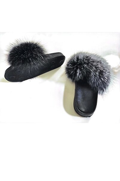 YEŞİL Γνήσιες Παντόφλες με Δερμάτινη Γούνα