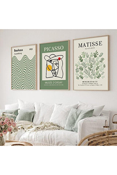 Linacci LİNWOOD Üçlü Çerçeveli MDF Matisse Yeşil Natural Lamine Ahşap Görünümlü