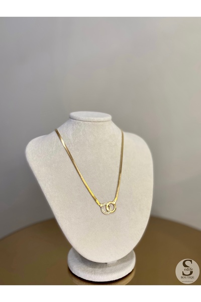 Store Kelepçe Sembol Gold Çelik Kolye