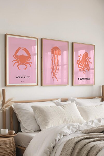 Postifull Set de picturi cu rame, 3 bucăți de rame din lemn și set de postere...