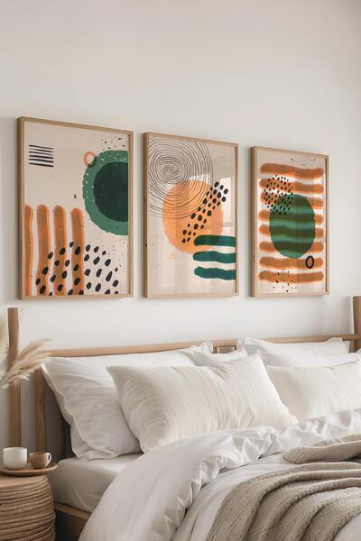 Postifull Set de pictură înrămată, 3 bucăți de rame din lemn și set de poster...