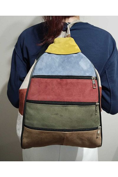 atter Genuine Leather Suede Backpack